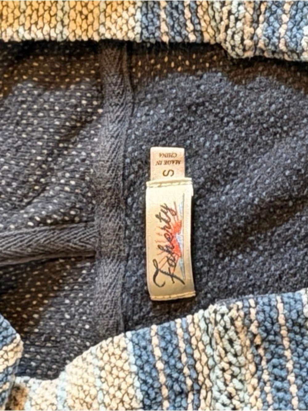Faherty Striped Baja Beach Hoodie in Blue and Cream - Picture 3 of 6